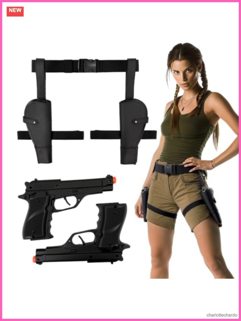Thigh Holster Set Adult Women Cosplay Costume Accessory with Toy Pistols Belt